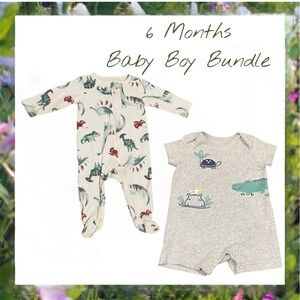 Carter's 6 Months Baby Boy Bundle of 2 - “Dinosaur” Sleeper and “Reptile” Romper
